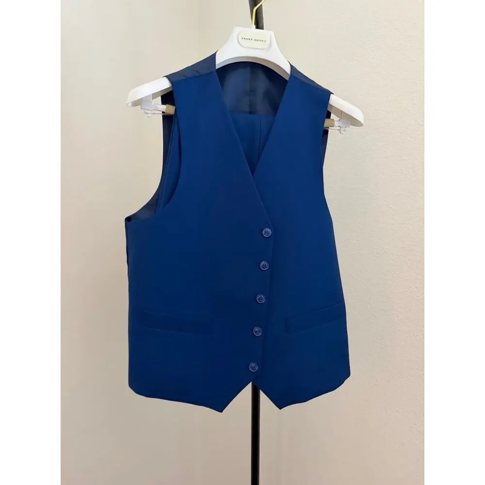 sharp Suits 3 piece suit royal blue 38S 32W euro slim